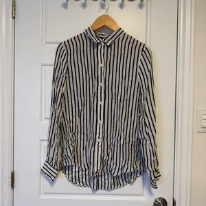 Zara striped blue and white silk button down